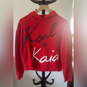 Karl Lagerfeld X Kia Gerber Collab Red Hoodie - Size Small